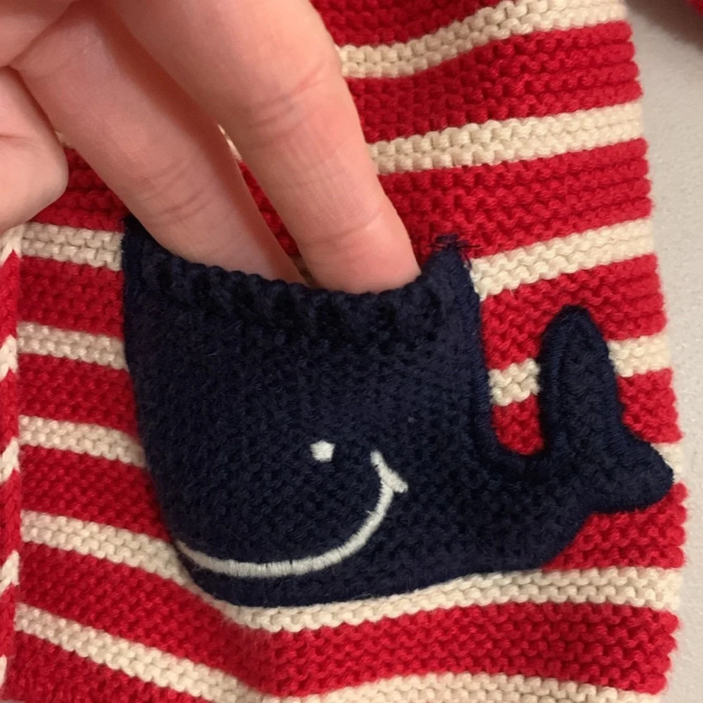 Baby Gap Whale Knit Sweater Red White Stripes Whale Pockets 6-12 Months 4th